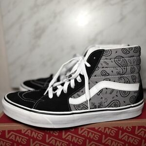 Vans Black and Gray Bandana High-Tops